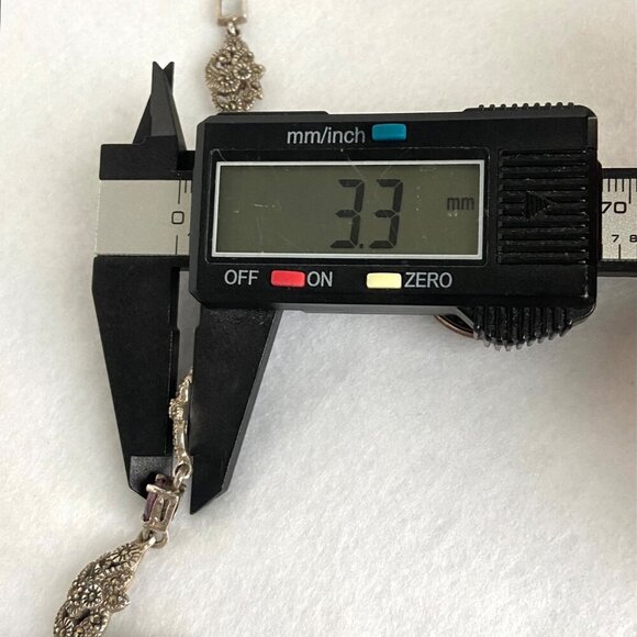 Sterling Silver 925 Multi Gemstone Marcasite Floral Link Bracelet 7.25" - Picture 13 of 16